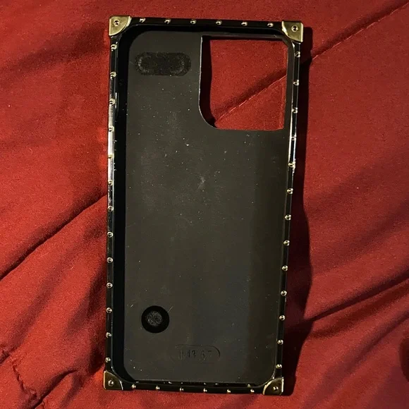 White Quilted Phone Case with Gold Accents - Picture 2 of 3